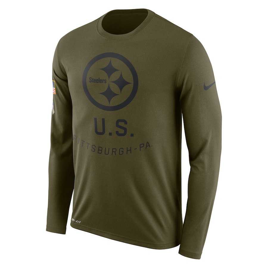 Men's Pittsburgh Steelers Nike Salute to Service Sideline Legend Performance Long Sleeve T-Shirt Olive,We sell and wholesale Men's Pittsburgh Steelers Nike Salute to Service Sideline Legend Performance Long Sleeve T-Shirt Olive on line form chian!